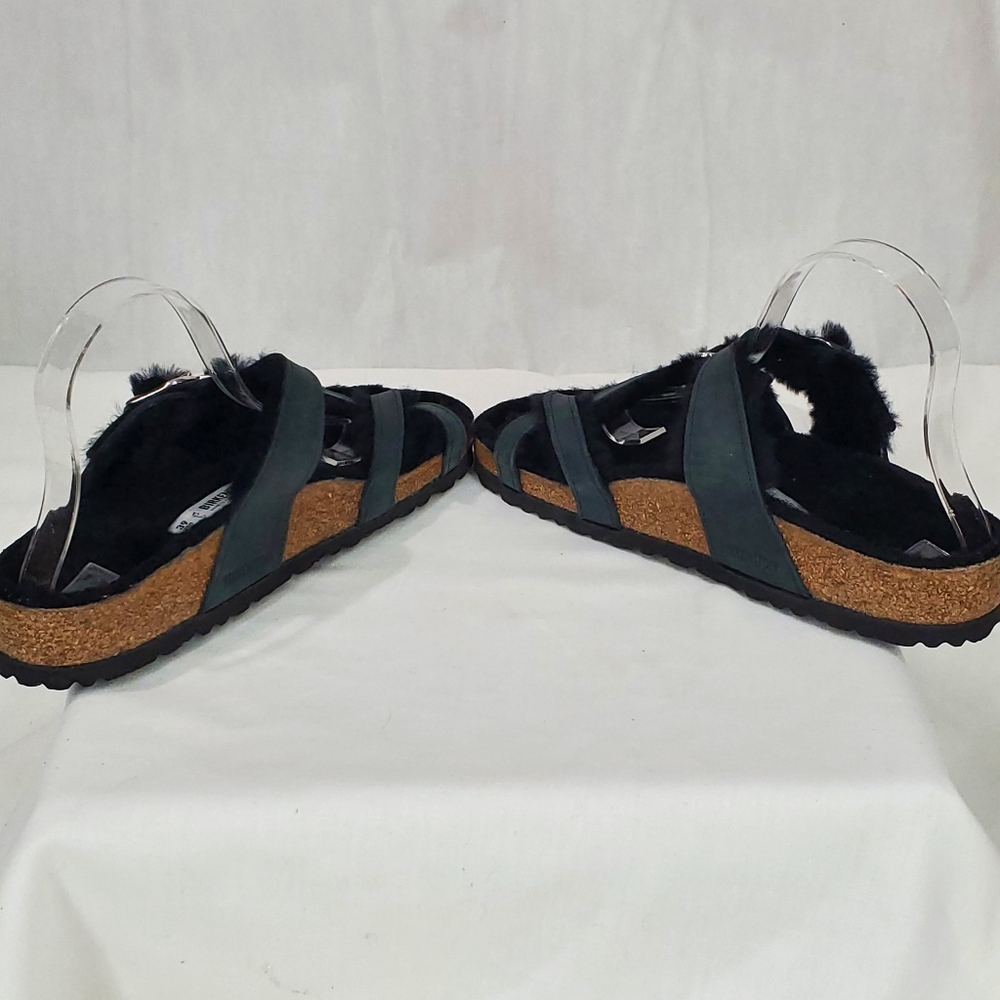 NWOT BIRKENSTOCK Mayari Shearling Natural Leather Oiled Black Size 39 MSRP $160 - Picture 8 of 15